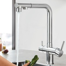 Küchenarmatur 3 Wege Ausziehbar Brause Wasserfilter Trinkwasserhahn Edelstahl
