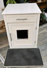 Katzenschrank für Katzentoilette Katzenhaus Schrank Katzenklo Holz Weiß & Matte