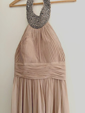 Gr. 38 UNIQUE KLEID Abendkleid MAXIKLEID  Ballkleid natur nude beige NP 390 EUR