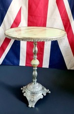 Vintage runder Onyx Look Harz Messing Optik Metall Beistelltisch Weintisch 