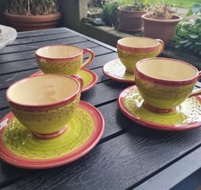 Terre de France Vallauris 4x Tassen mit Unterteller Handarbeit