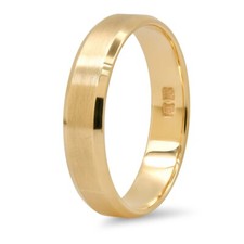 Solid 14K Gelbgold Ehering Größe 12.5 Ring Abgeschrägte Rand 4.5mm Gebürstet