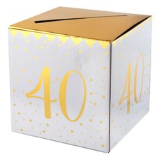 Geld,Geschenk,Verpackung,Deko,Basteln,Box 40, Geburtstag, gold-weiß, 20x20x20 cm