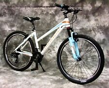 24 Zoll ALU Damen Mädchen MTB Gefedert mit 21-Gang Shimano NEU 2466-weiß-türkis