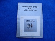 Technische Daten und Vorschriften Alfa Romeo Alfetta Typ 116  Klasse 1600