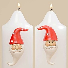 2 Kerzenstecker Weihnachtsmann 8,5  Kerzen verzieren Deko für Kerze Adventskerze