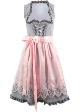 Kniefreies Dirndl mit Schürze Gr. 40 Rauchgrau Damen Trachten Dirndlkleid Neu