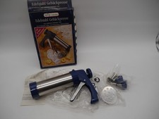 Edelstahl Gebäckpresse - Mit 8 Tüllen und 8 Aluminium Motivscheiben - Unbenutzt