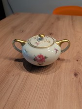 Rosenthal Ivory Moosrose Dose Elfenbeinporzellan Goldrand kleiner Clip