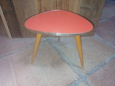 Vintage Blumenhocker Blumentischchen Hocker Tisch Nierenform Retro Holz rot