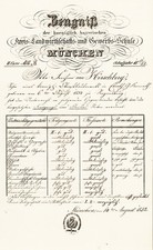 Zeugnis Otto Freiherr von Hirschberg München Landwirtschaft-Gewerbeschule 1851