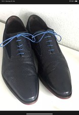 FLORIS VAN BOMMEL elegante Schlangen-/Wildleder Schuhe dunkelblau Gr. 10,5  44,5