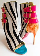 Triboclou Louboutin Ankle Boots Stiefeletten Pumps Leder Zebra-Look Größe 36