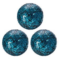 3 Stück Dekorative Glasbälle 8cm Mosaik Glas Kugel Sphere, Blau