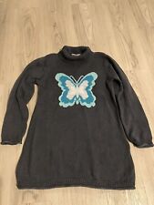 Mädchen Strickkleid Kleid Gr. 116 grau Schmetterling Glitzer