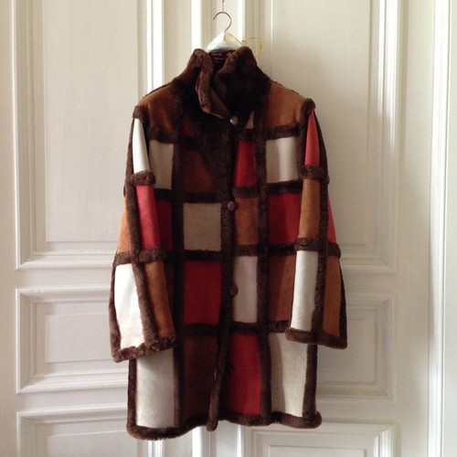 70iger pelz leder mantel - 70iger,