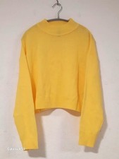 H&M Damen Divided Strickpullover Gelb Gr. M Sweater Rundhalsauschnitt