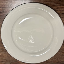 Tchibo Speiseteller Speisegeschirr Optik wie Handgefertigt Rand Streifen Silber