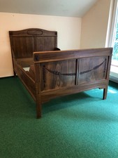 Antikes Jugendstil Bett, Nussbaum 