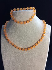 Kette und Armband Handarbeit Orange 43 cm 