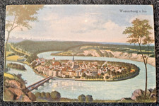 alte Lithografie Postkarte 1926 Wasserburg am Inn gelaufen