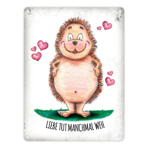 Metallschild mit igel - mit,