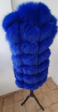 Neu Blaufuchs Polarfuchs Pelz Jacke Weste 36 38 S echtfell royal blau Fuchs
