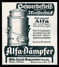 Alte Reklame Werbung 1937 Alfa-Dämpfer Alfa-Laval-Separator Berlin