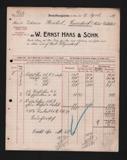 NEUHOFFNUNGSHÜTTE, Rechnung 1909, W. Ernst Haas & Sohn Kachelöfen