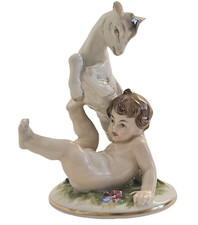 AUGARTEN WIEN Porzellan - Figur, "Putto mit Zicklein", Albin Döbrich (1872-1945)