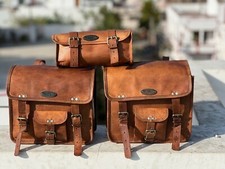 Neu Kombi Motorrad Leder Packtaschen Sattel Gepäck Tasche Seitentasche Sattel...