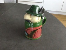 schöner Bierkrug mit Zinndeckel, "Orig. Gerzit",  0,5 Ltr.,  17,8 cm hoch, 