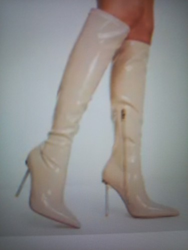 Stiletto lackstiefel beige - lackstiefel,