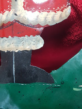 uraltes schweres Blechschild mit Weihnachtsmann Motiv, signiert