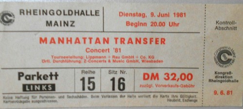 Manhatten transfer 1981 mainz - transfer,