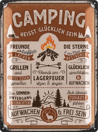 Xxl retro blechschild camping - retro,