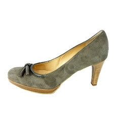 Pumps Grau JOHN GREY Italy Damen Schuhe Rund Leder Wildleder Elegant 39 Neu