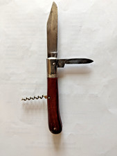 Altes Taschenmesser zwei Klingen, Korkenzieher mit Holzgriff, häufig gebraucht