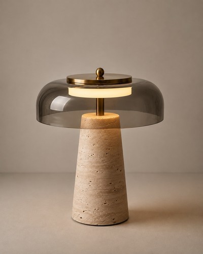 Travertine glass table lamp - travertine, &