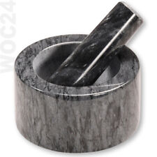 Edler Mörser 13 cm GLATT POLIERT mit Schlegel / Stößel Marmor Stein Grau