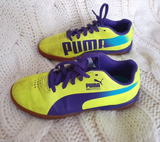 Puma Evo Speed Kinder Fußballschuhe Hallenschuhe Schuhe Kickschuhe  Gelb Lila 32