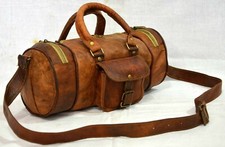 16 Zoll Herren Echtleder Gepäck Tasche Klein Seesack Reise Fitnessstudio Woch...