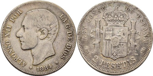 Spanien pesetas 1884 - spanien, 2
