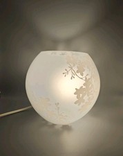 Ikea Knubbig Lampe Glas weiß Kirschblüte floral gemustert rund 17 cm geprüft