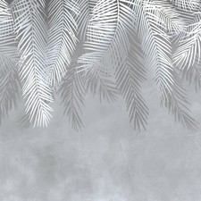 Fototapete GRAU Blätter VLIES TAPETE XXL Palme Botanic Neutral Wohnzimmer Boho