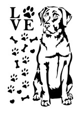 Schablone " Love Hund mit