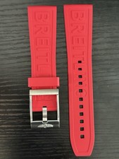 Breitling OEM 24MM Taucher Pro Gummiband Rot Gummi Band W / OEM Dornschließe