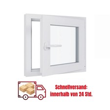 Kellerfenster Flügelfenster Kunststoff Fenster 650x400 mm Dreh Kipp weiß 3-Fach