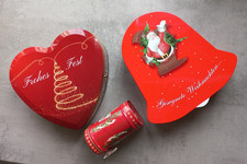 Blechdosen mit Werbung Herz mit Spieluhr,  Glocke,  Briefkasten Weihnachten