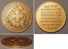 Ehrenplakette mit Etui 100 Jahre Bayerisches Rotes Kreuz 1966 Stufe Gold